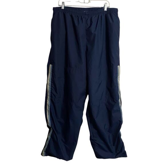 VTG 90s Y2K Nike Windbreaker lined pants Navy Blue Swoosh Zip Pockets Men’s XXL - Picture 1 of 16